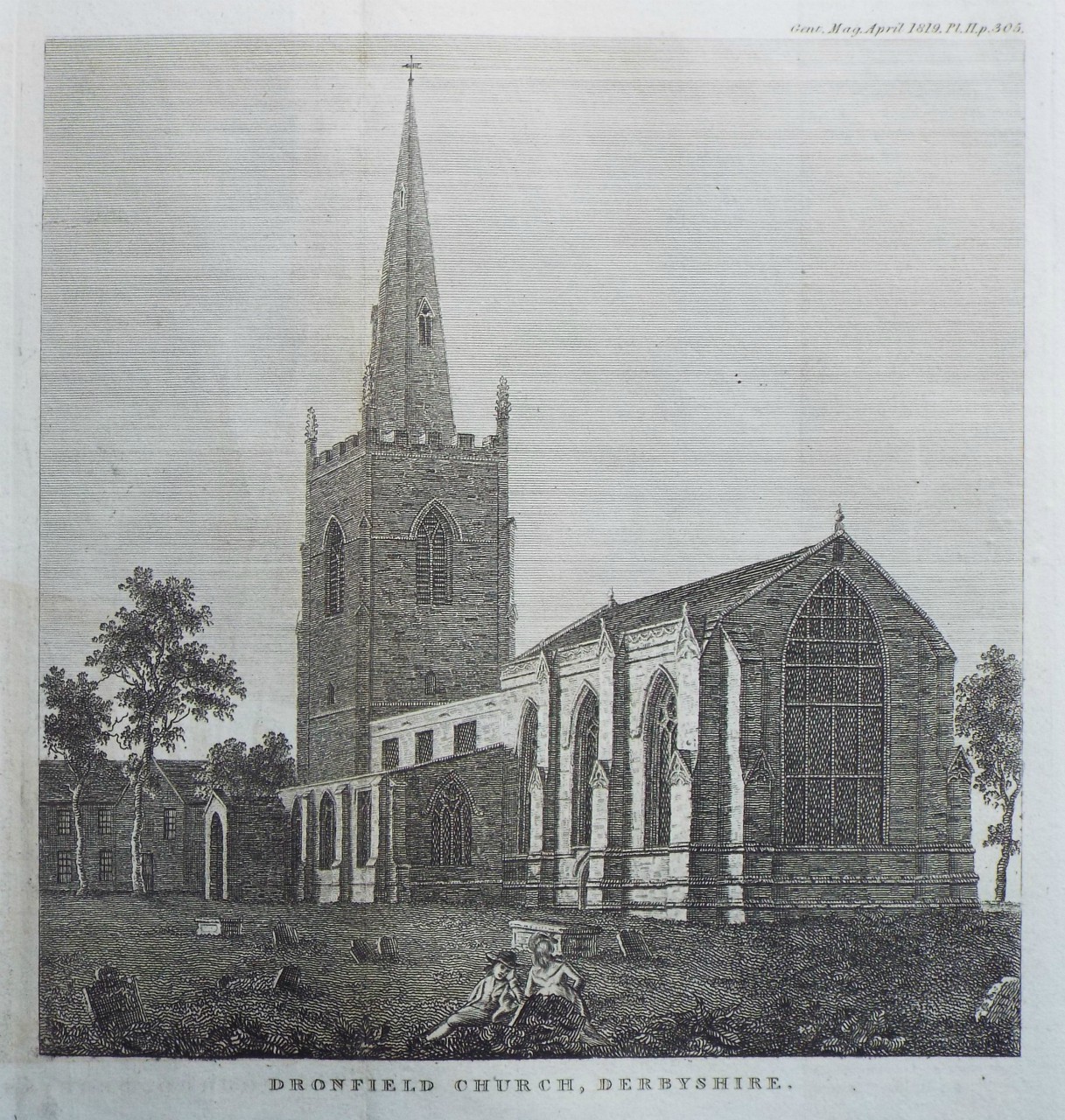 Print - Dronfield Church, Derbyshire.