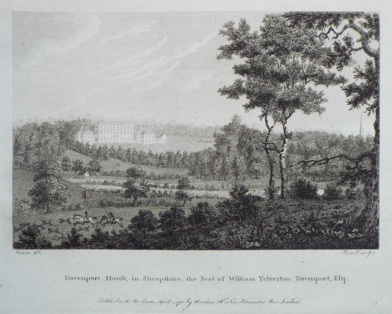 Print - Davenport House, in Shropshire, the Seat of William Yelverton Davenport, Esqr. - 