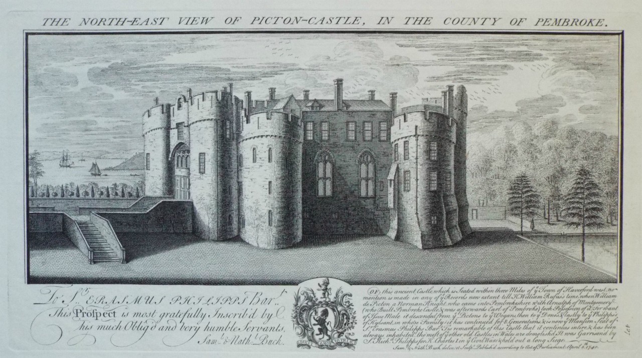 Print - The North-East View of Picton-Castle, in the County of Pembroke. - Buck