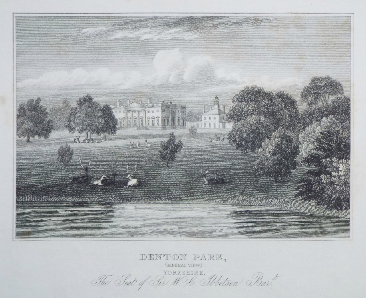 Print - Denton Park, (General View) Yorkshire. The Seat of W. C. Ibbetson Bart. - Heath