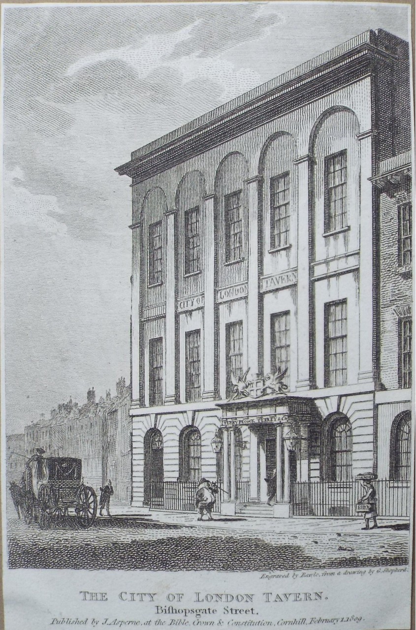 Print - The City of London Tavern. Bishopsgate Street.