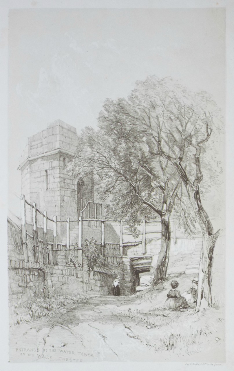 Lithograph - Entrance to the Water Tower on the Walls Chester - Prout