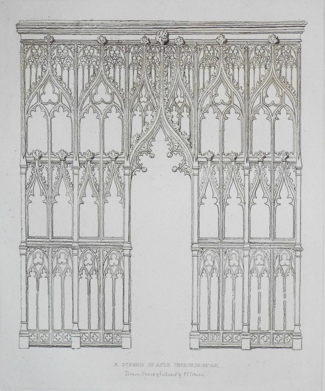 Etching - A Screen in Acle Church Norfolk - Cotman