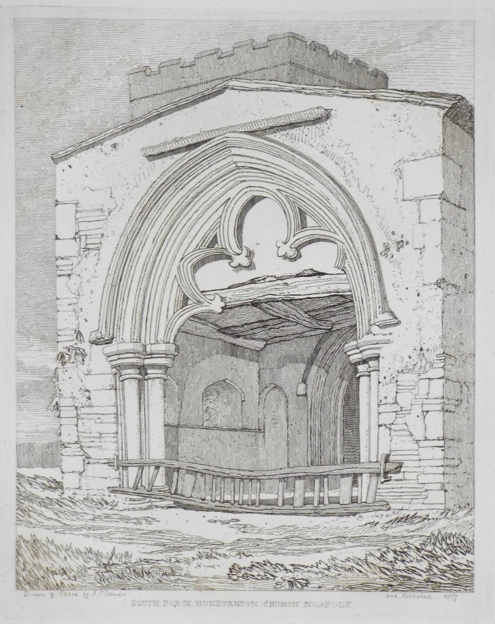 Etching - Sout Porch Hunstanton Church Norfolk - Cotman