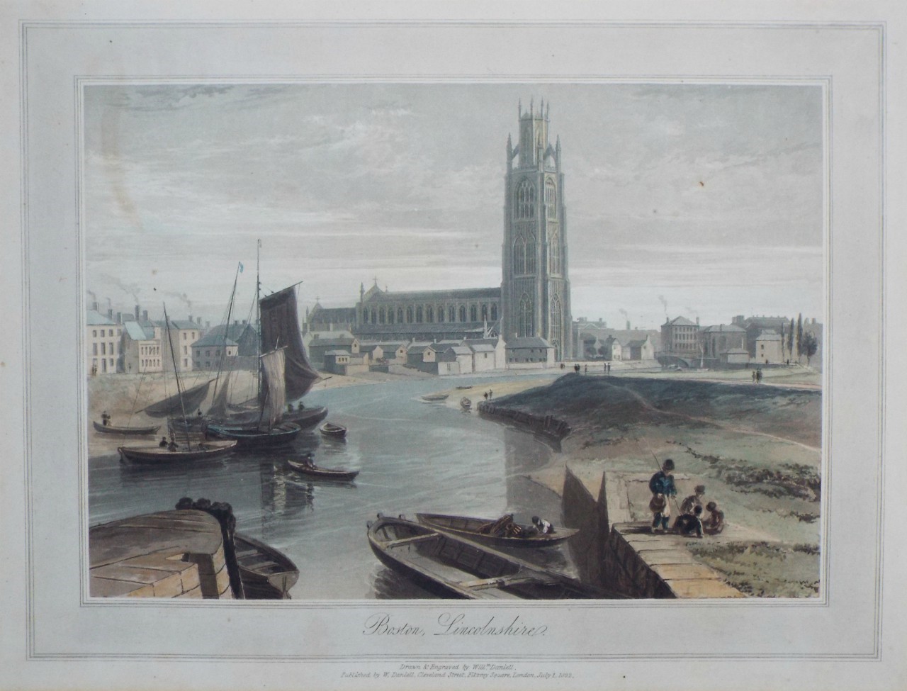 Aquatint - Boston, Lincolnshire. - Daniell