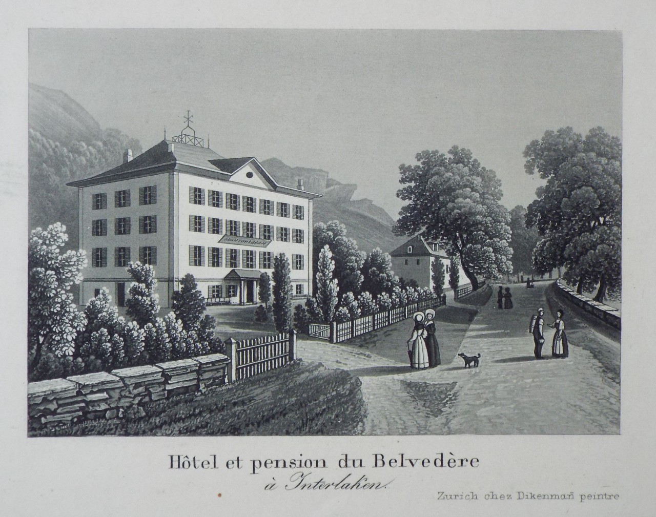 Aquatint - Hotel et pension du Belveder a Interlahen.