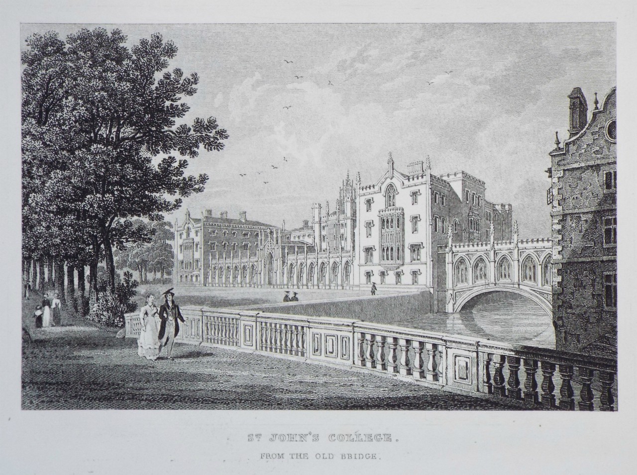 Print - St. John's College. From the Old Bridge.