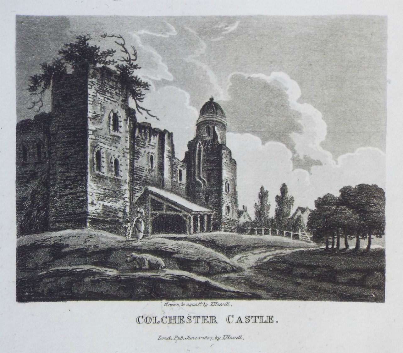 Aquatint - Colchester Castle. - Hassell