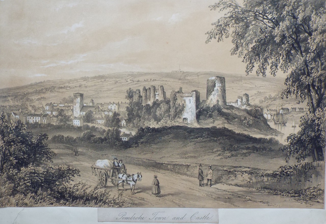 Lithograph - Pembroke Town and Castle