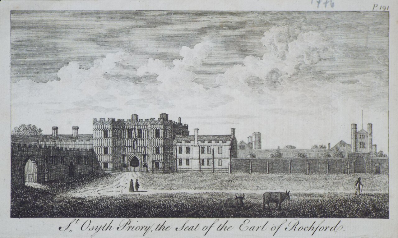 Print - St. Osyth Priory, the Seat of the Earl of Rochford.