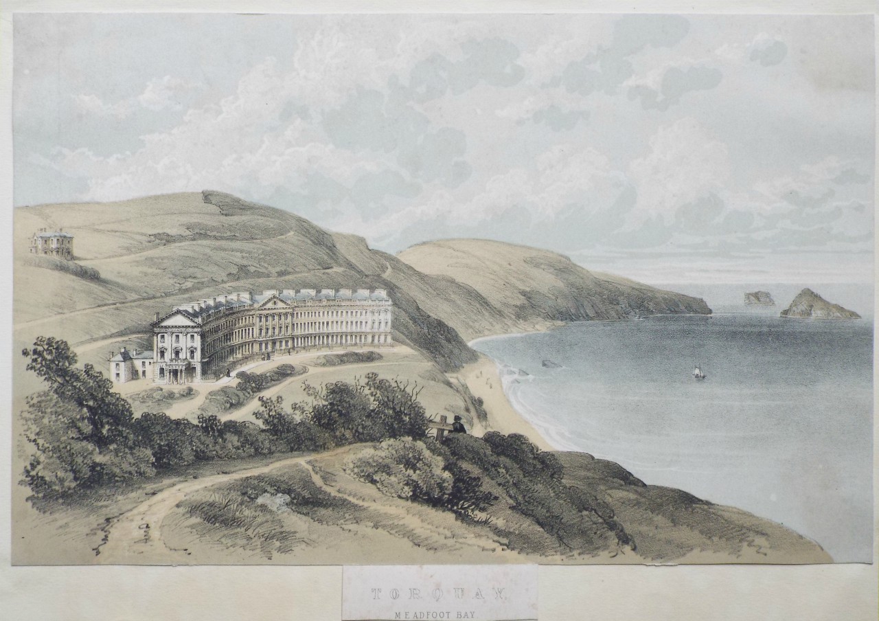 Lithograph - Torquay. Meadfoot Bay.
