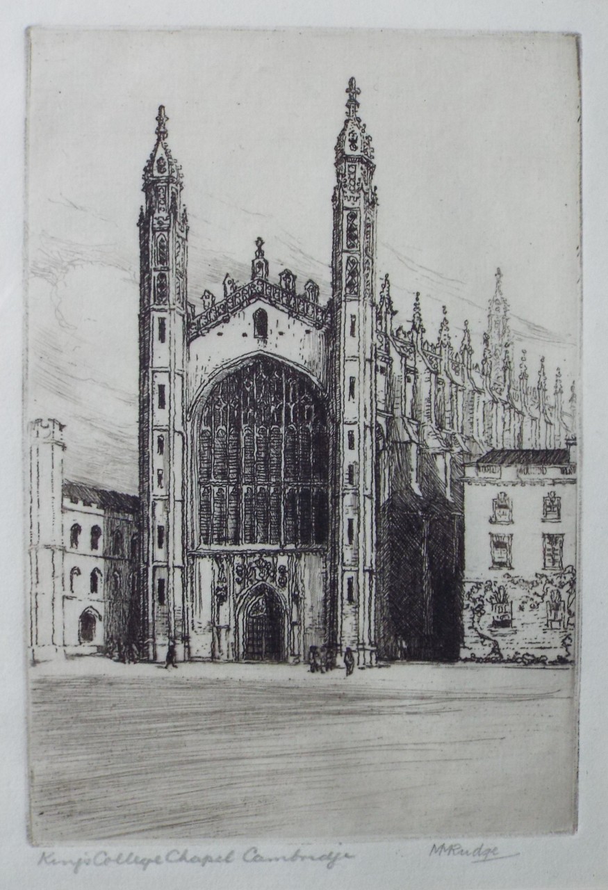 Etching - King's College Chapel Cambridge - Rudge