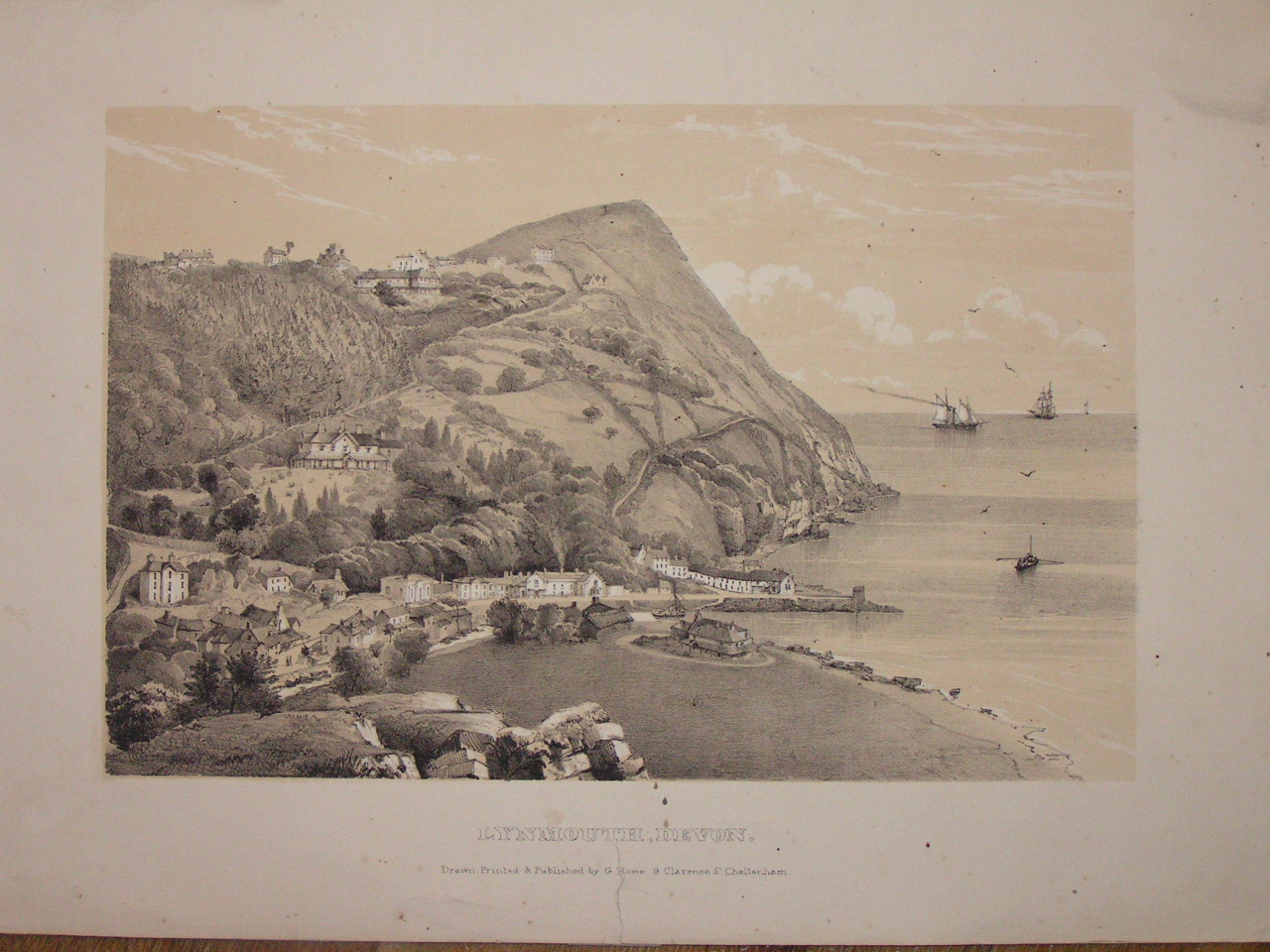 Lithograph - Lynmouth, Devon - Rowe