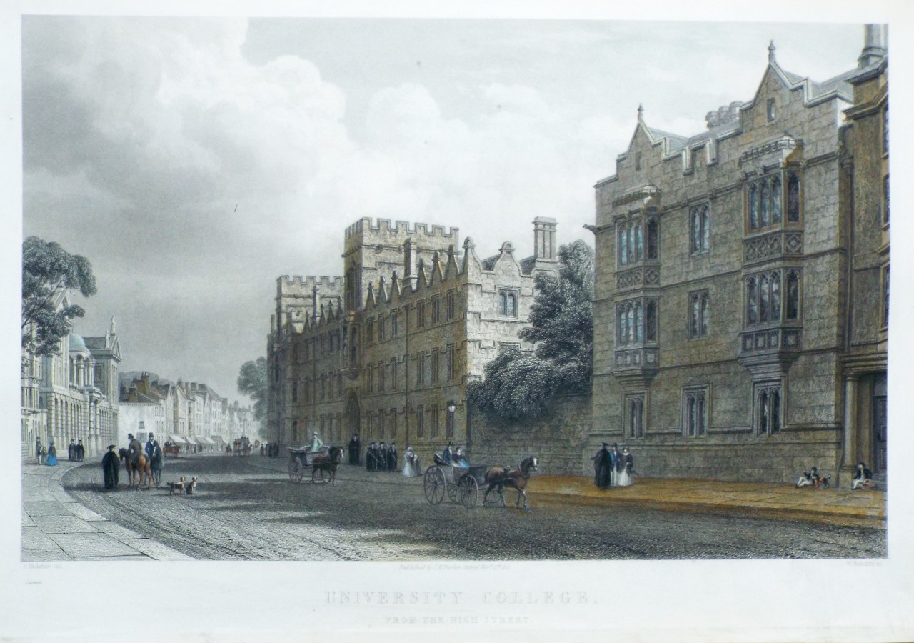 Print - University College. From the High Street. - Radclyffe