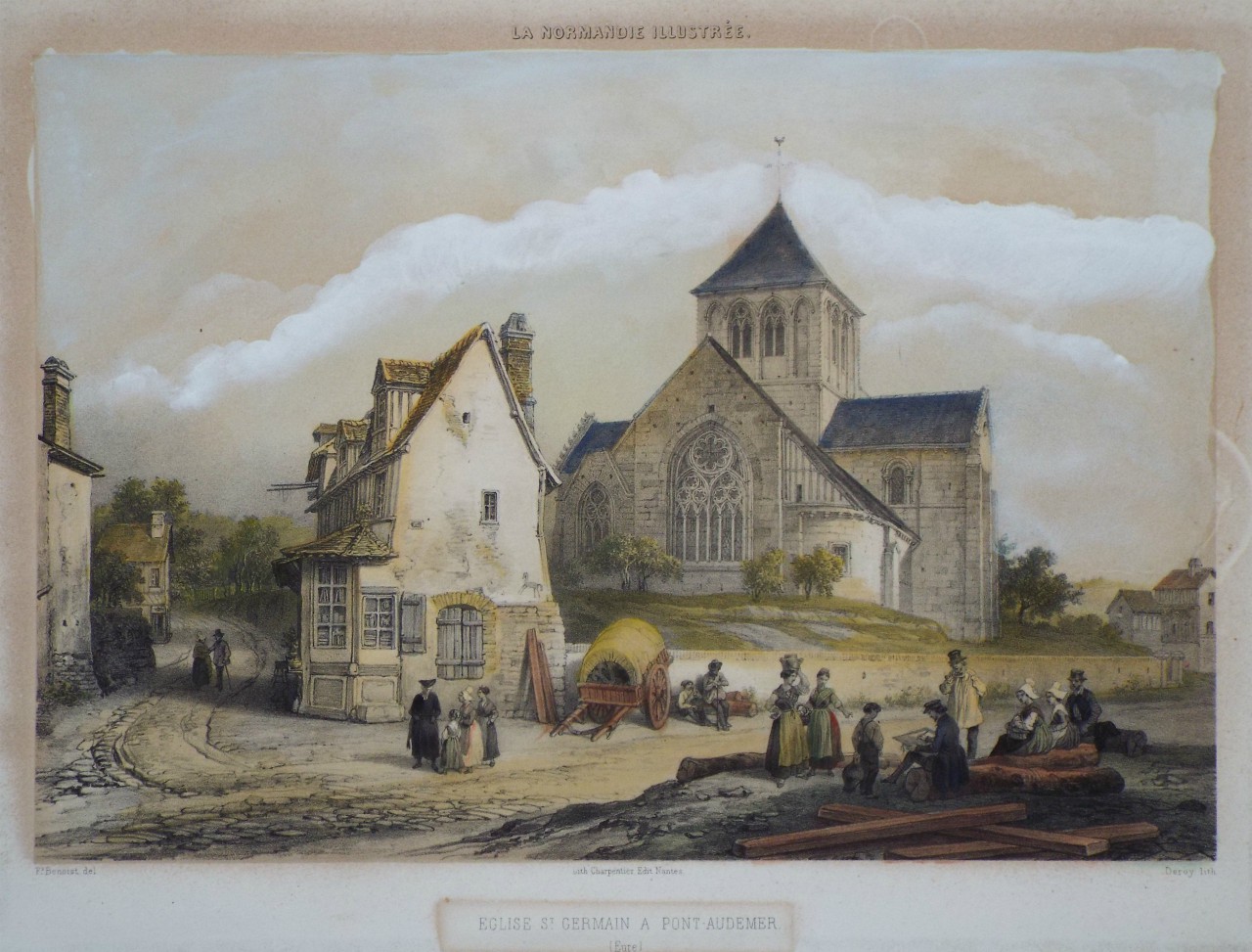 Lithograph - Eglise St. Germain a Pont-Audemer. (Eure) - 