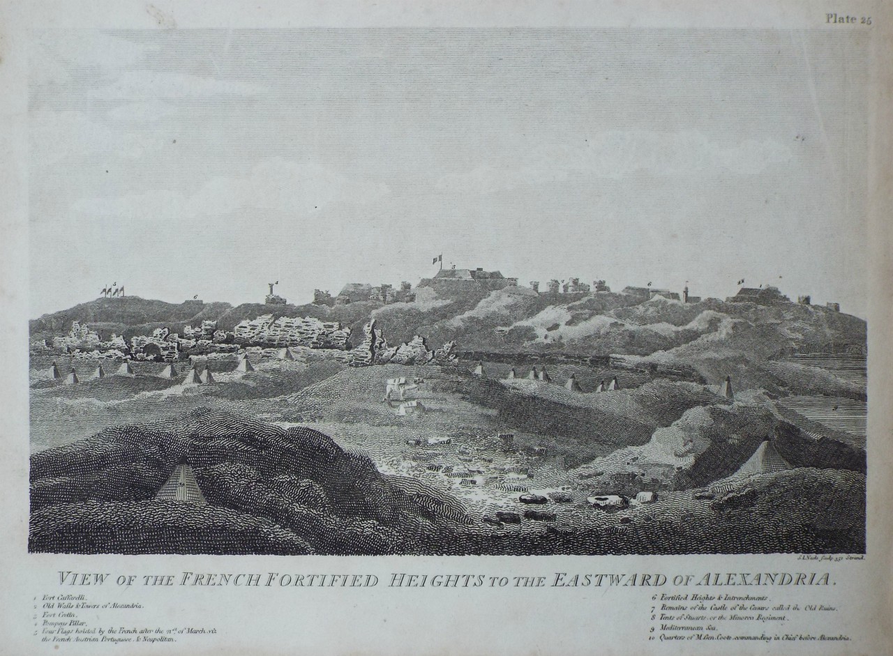 Print - View of the French Fortified Heights to the Eastward of Alexandria. - Neele