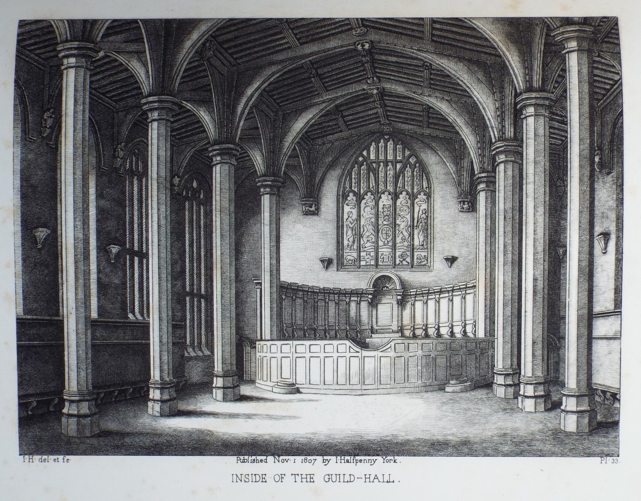 Etching - Inside of the Guild-Hall. - Halfpenny