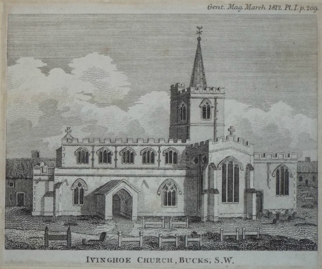 Print - Ivinghoe Church, Bucks, S. W.