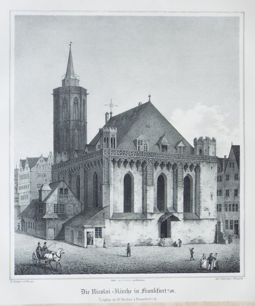 Lithograph - Die Nicolae - Kirche in Frankfurt a/m.
L'Eglise de St. Nicolas a Francfort s/m. - 