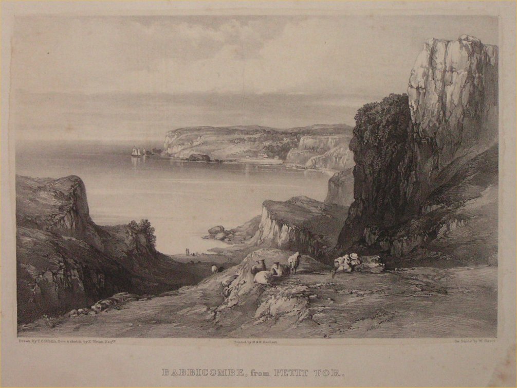 Lithograph - Babbicombe, from Petit Tor - Gauci