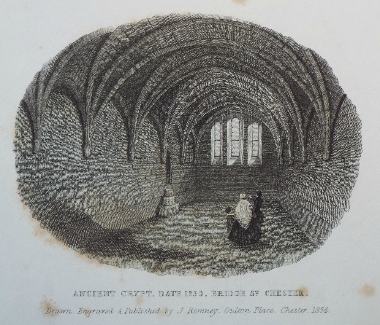 Print - Ancient Crypt, Date 1230, Bridge St. Chester. - Romney