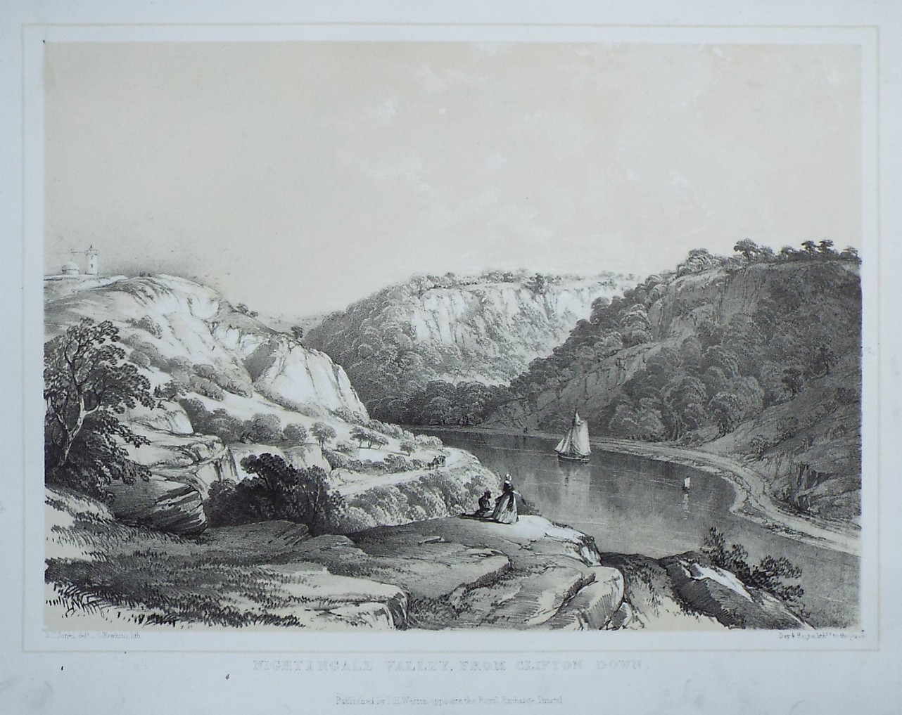 Lithograph - Nightingale Valley, from Clifton Down. - Hawkins