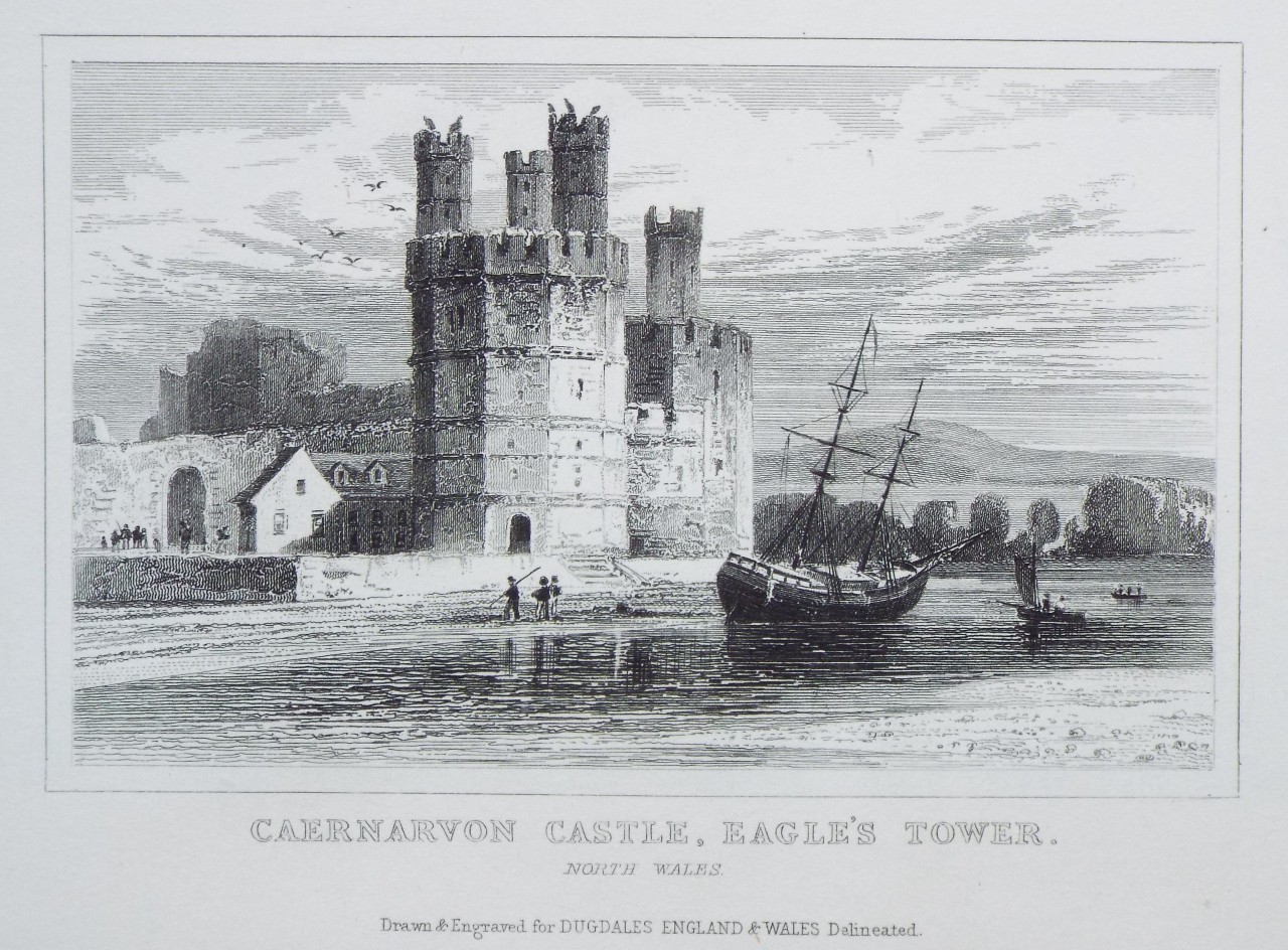 Print - Caernarvon Castle, Eagle's Tower. North Wales.