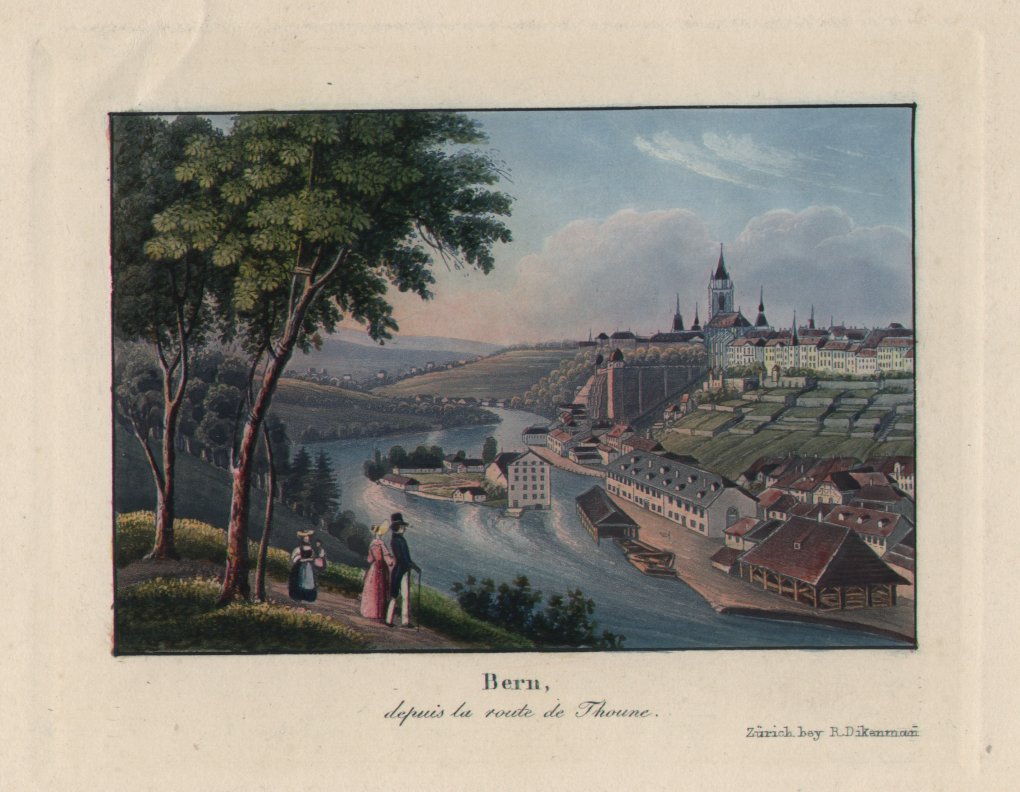 Aquatint - Bern. depuis la route de Thoune