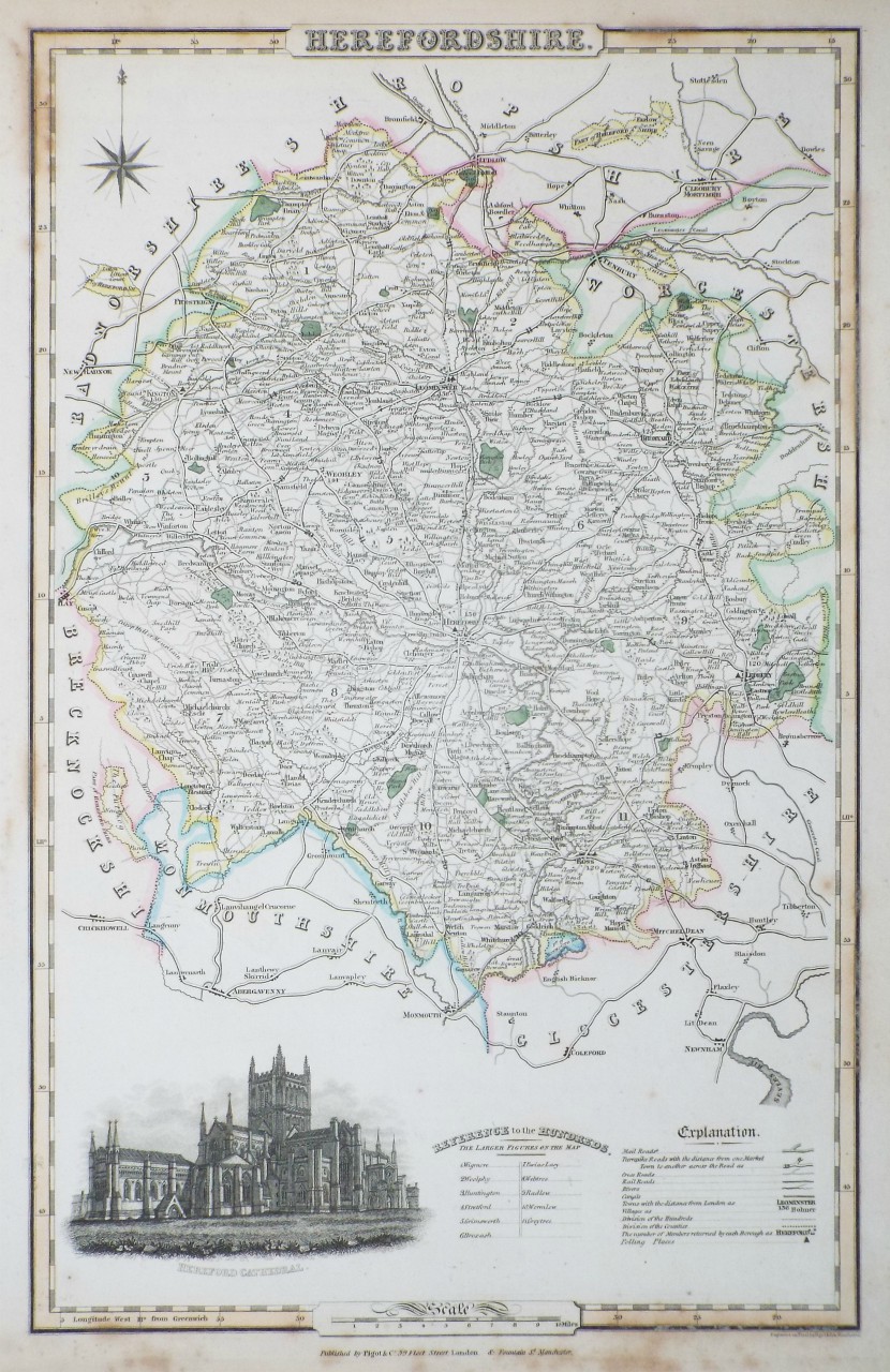 Map of Herefordshire - Pigot