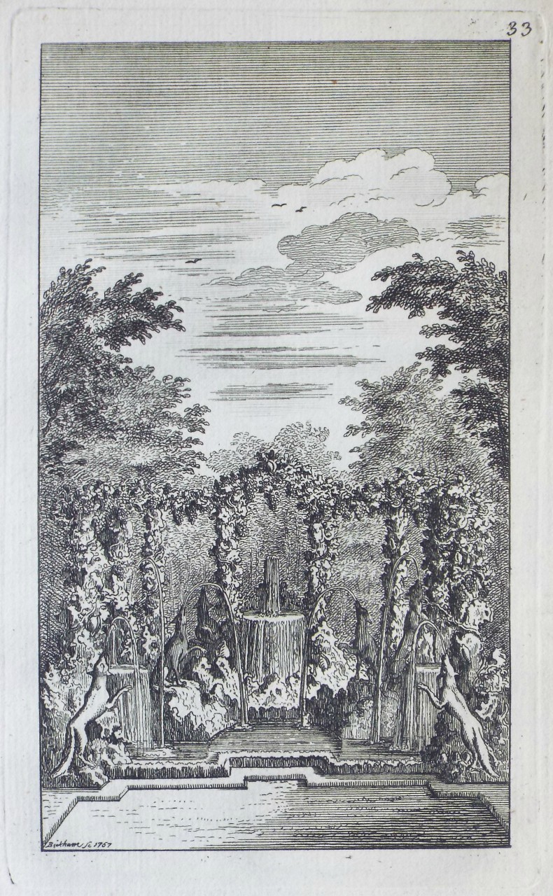Print - The Fox and the Grapes Out of Reach Fountain in the Labyrinth of Versailles - Bickham