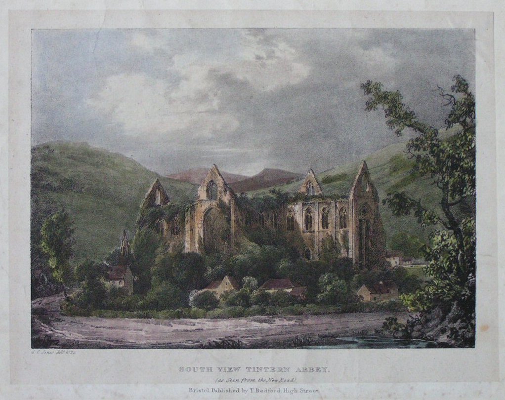 Lithograph - South View of Tintern Abbey (as Seen from the New Road)