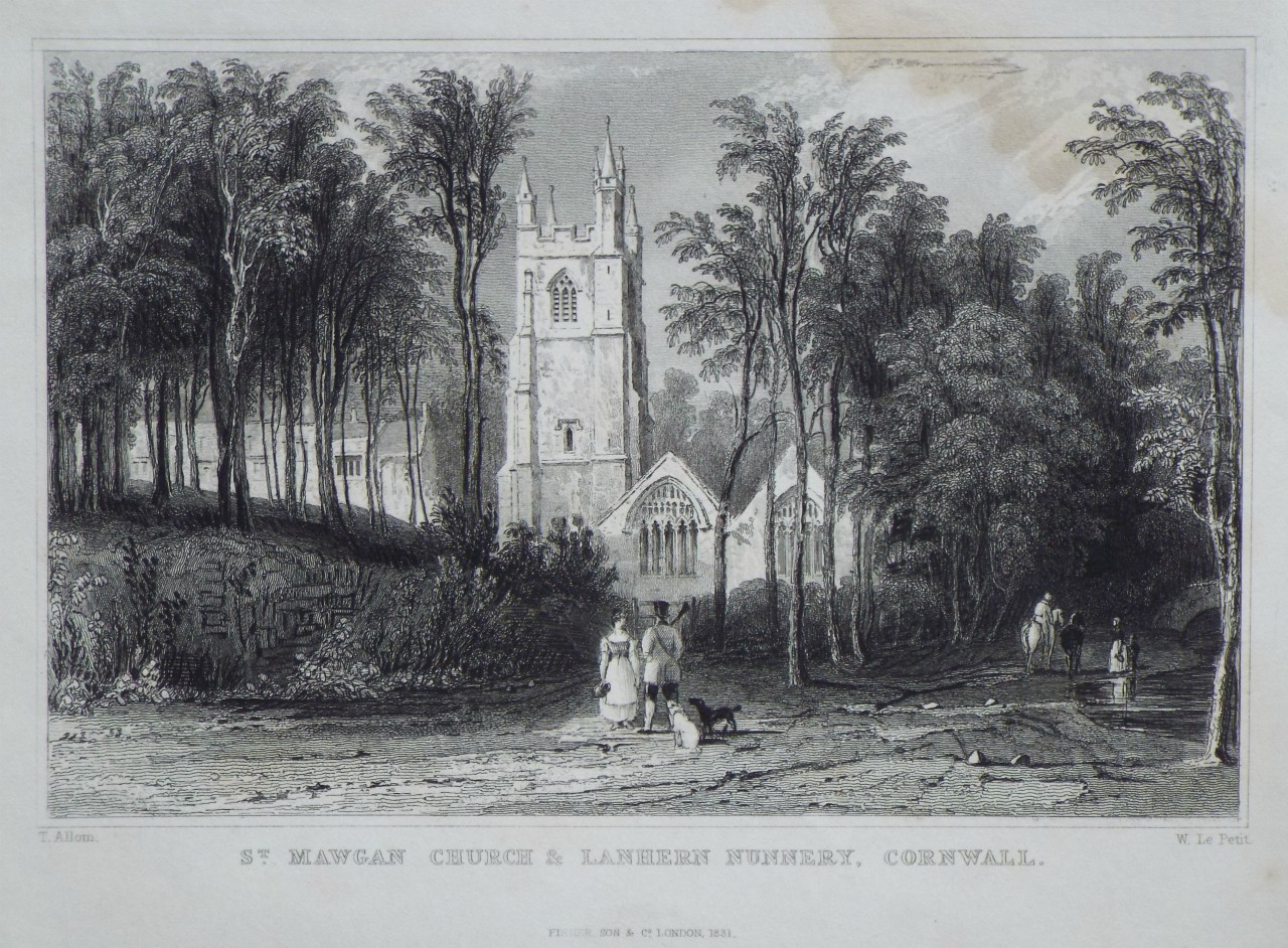 Print - St. Mawgan Church and Lanherne Nunnery, Cornwall. - Le