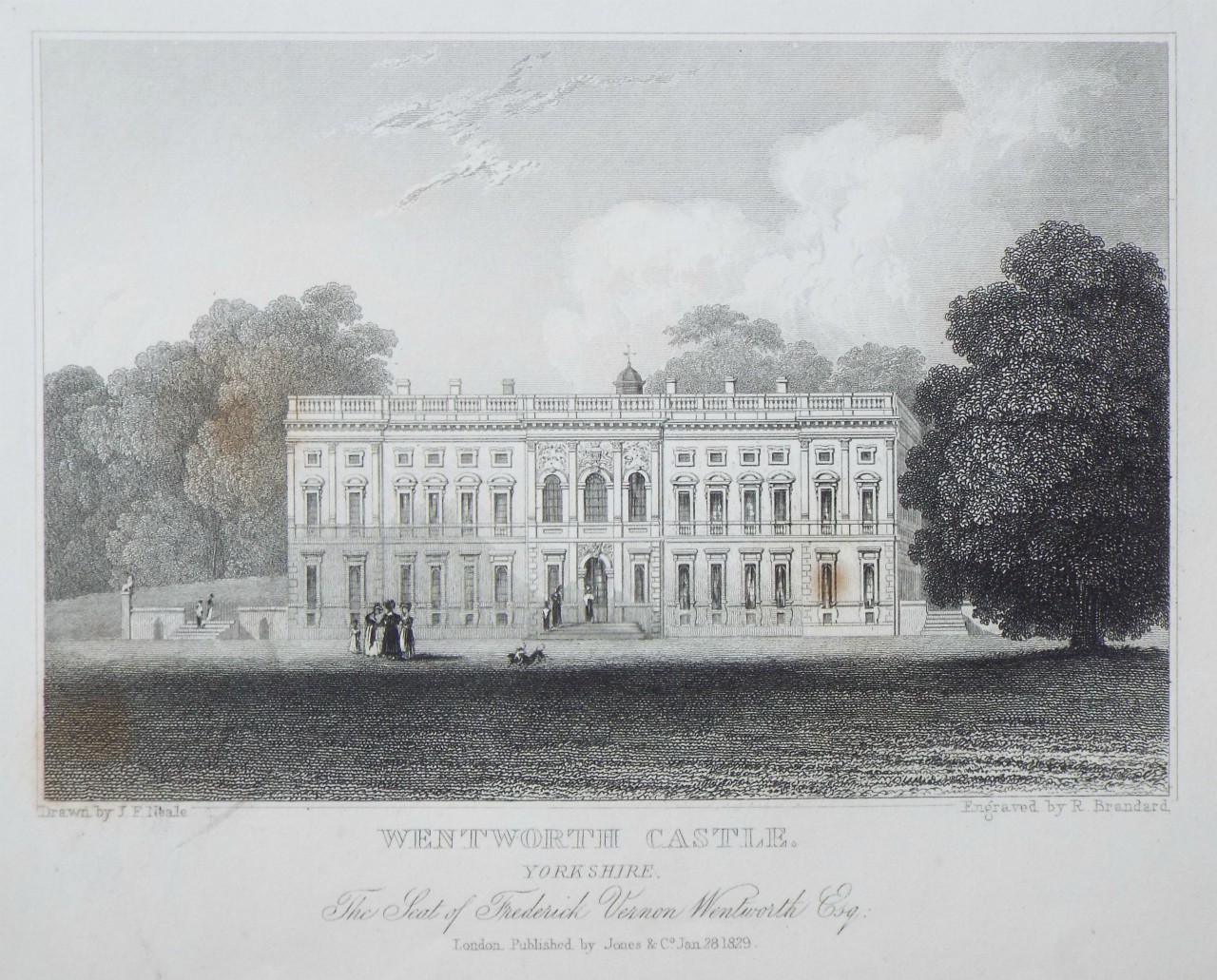 Print - Wentworth Castle, Yorkshire. The Seat of Frederick Vernon Wentworth Esq. - Brandard