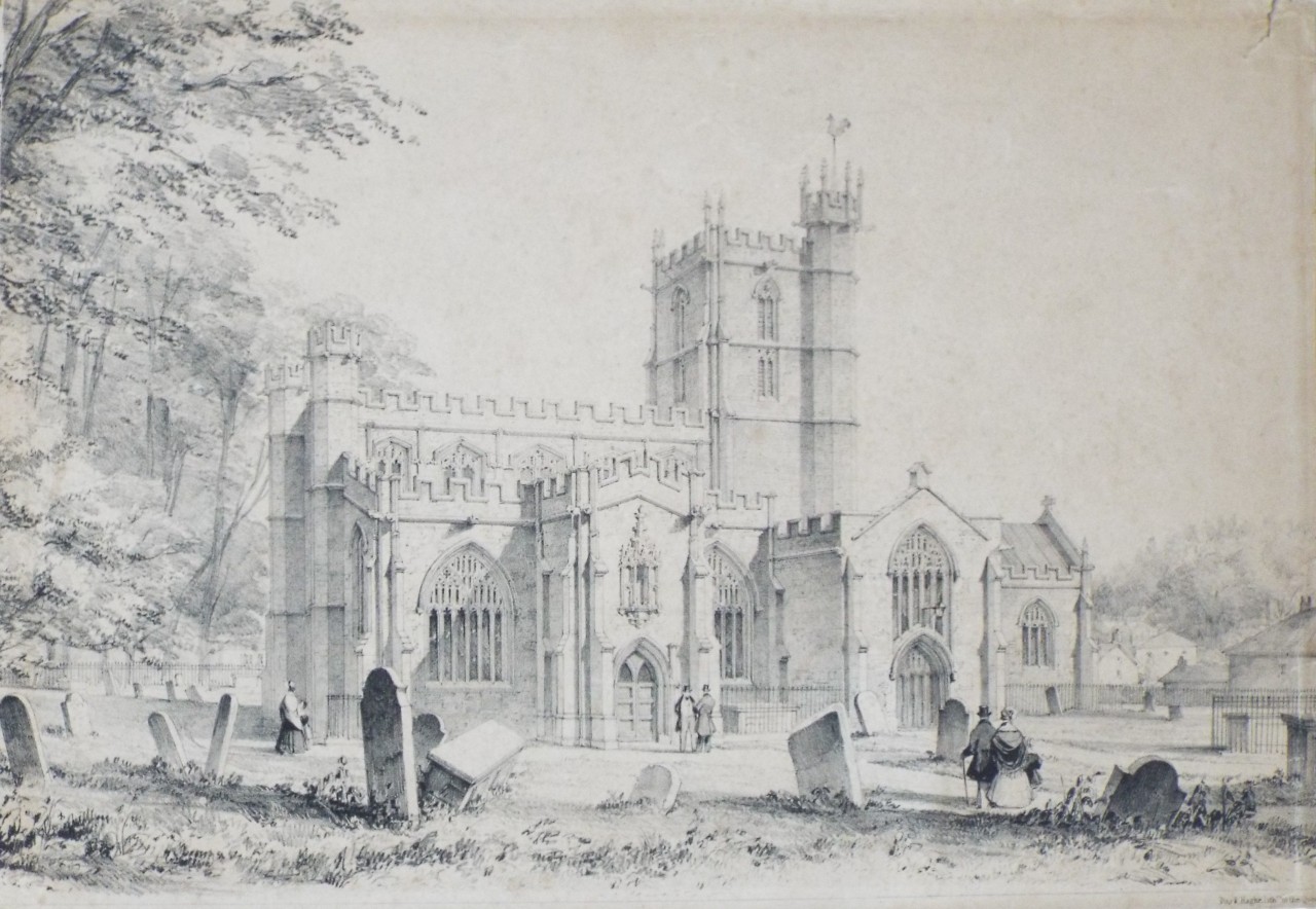 Lithograph - Crewkerne Church Somersetshire - Bury