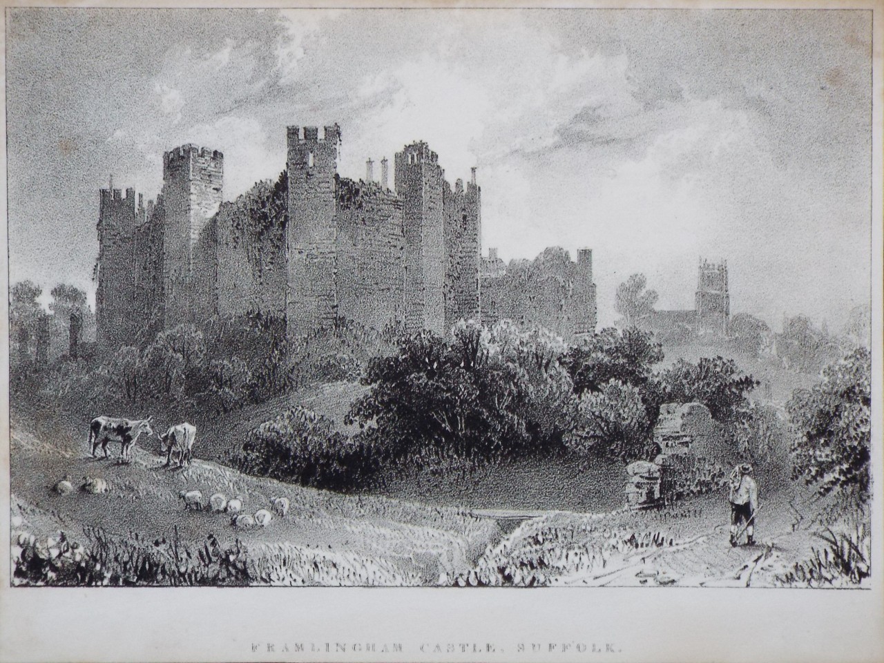 Lithograph - Framlingham Castle, Suffolk.