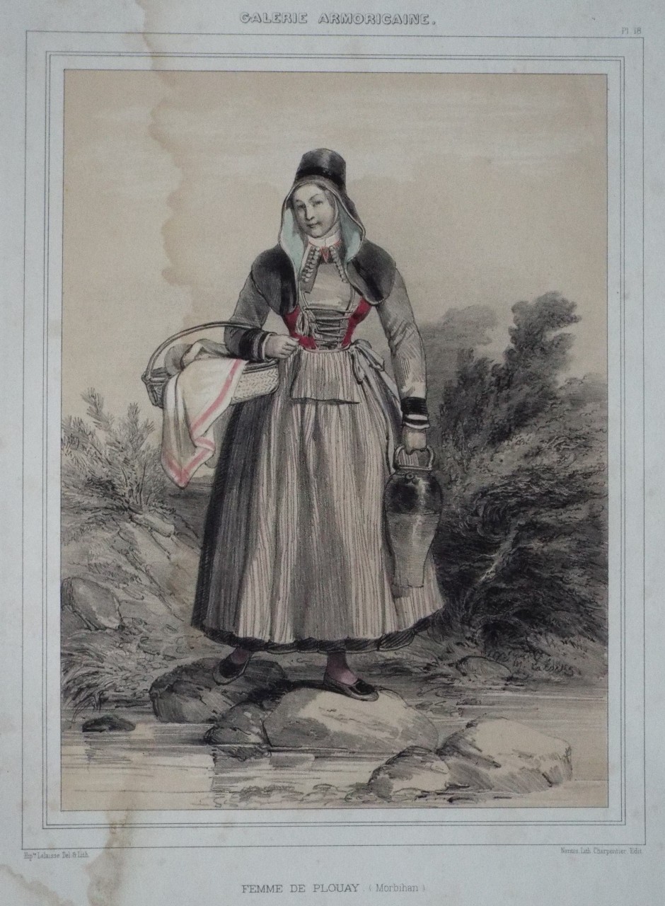 Lithograph - Galerie Armoricaine. Femme de Plouay. (Morbihan) - Lalaise