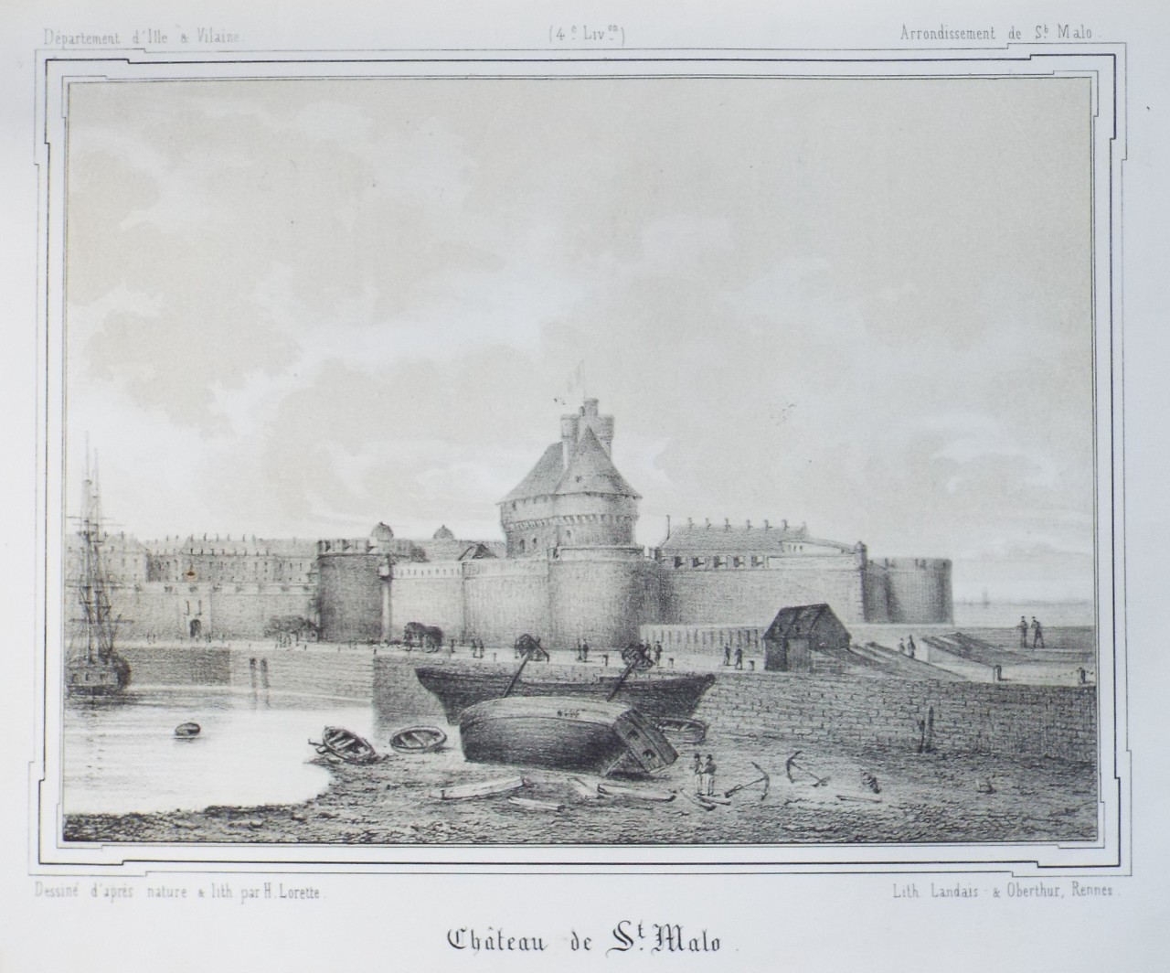 Lithograph - Chateau de St. Malo. - Lorette
