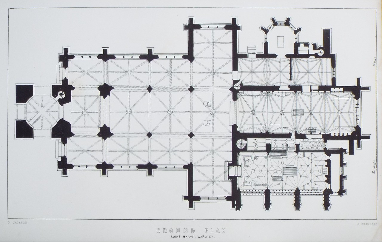 Lithograph - Gound Plan, Saint Mary's, Warwick. - Brandard