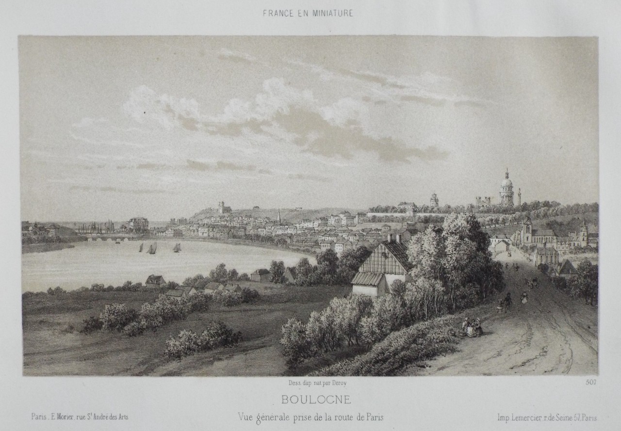 Lithograph - Boulogne Vue generale pris de la route de Paris - 
