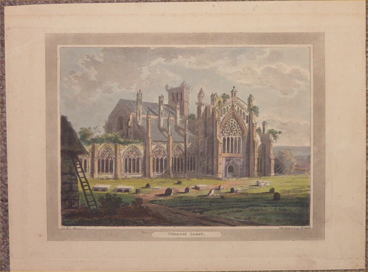 Aquatint - Melrose Abbey - Merigot