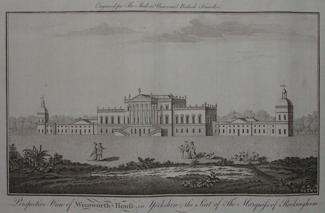 Print - Perspective View of Wentworth-House, in Yorkshire, the Seat of the Marquis of Rockingham.