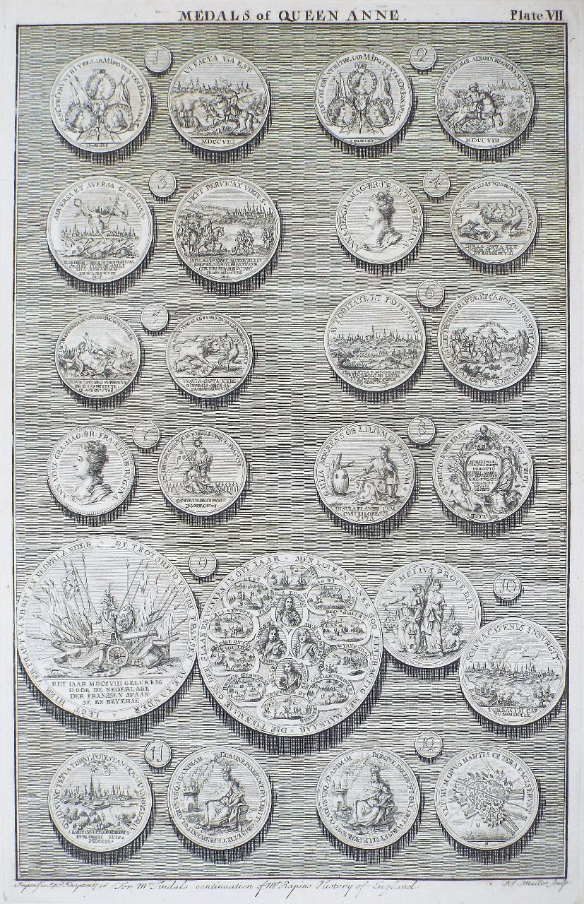Print - Medals of Queen Anne. Plate VII - Muller