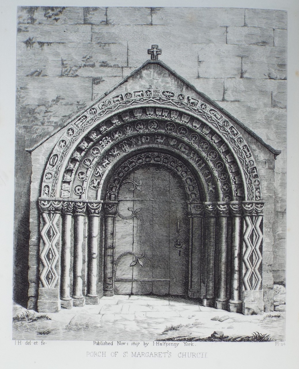Etching - Porch of St. Margaret's Church - Halfpenny