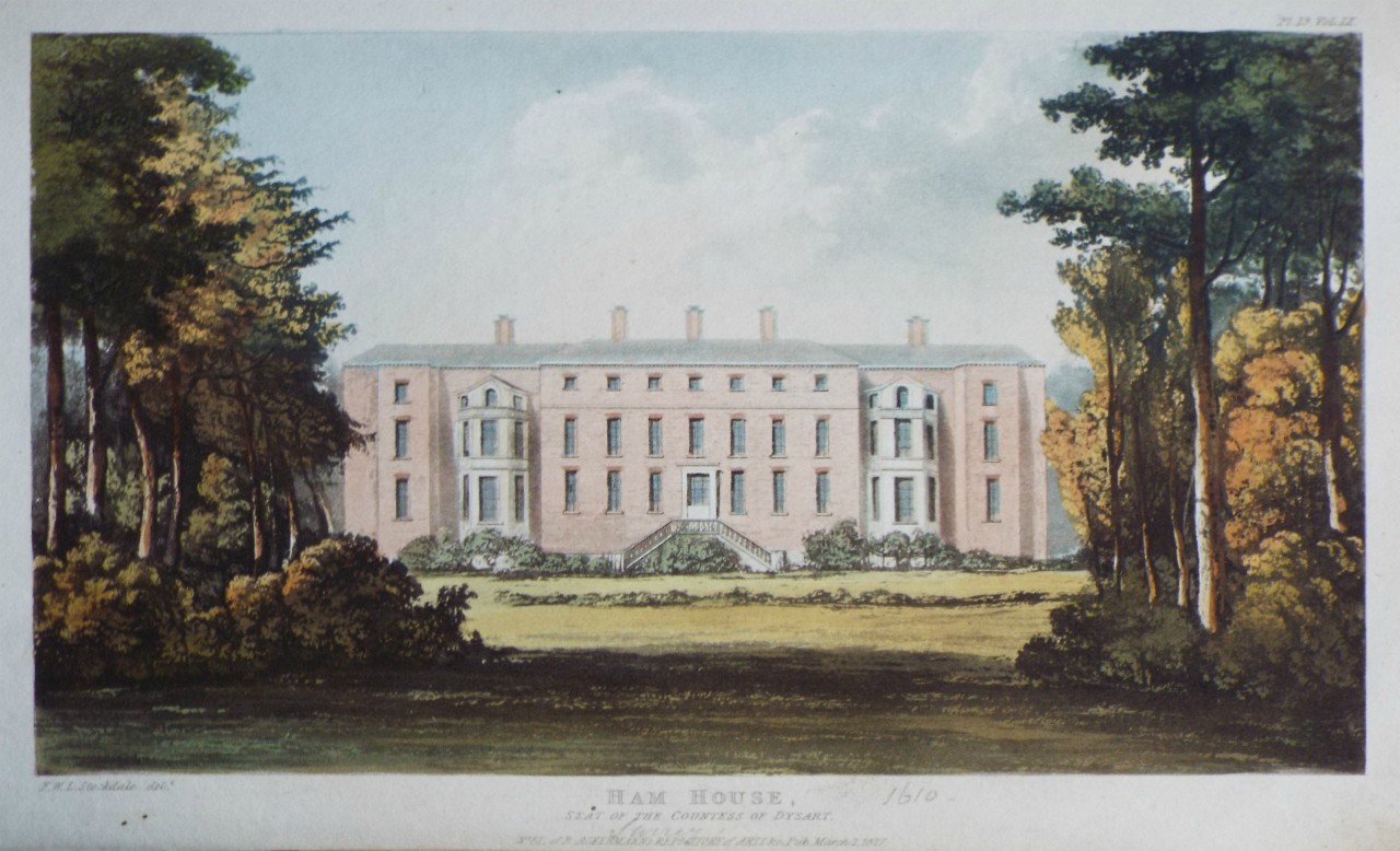 Aquatint - Ham House, Seat of the Countess Dysart.