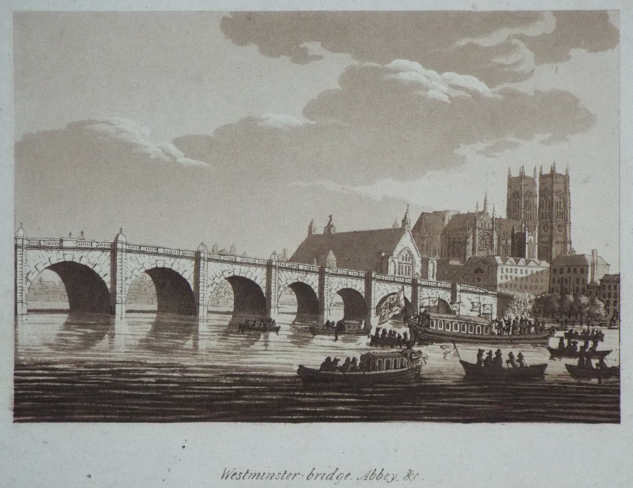 Aquatint - Westminster - bridge, Abbey, &c. - Ireland