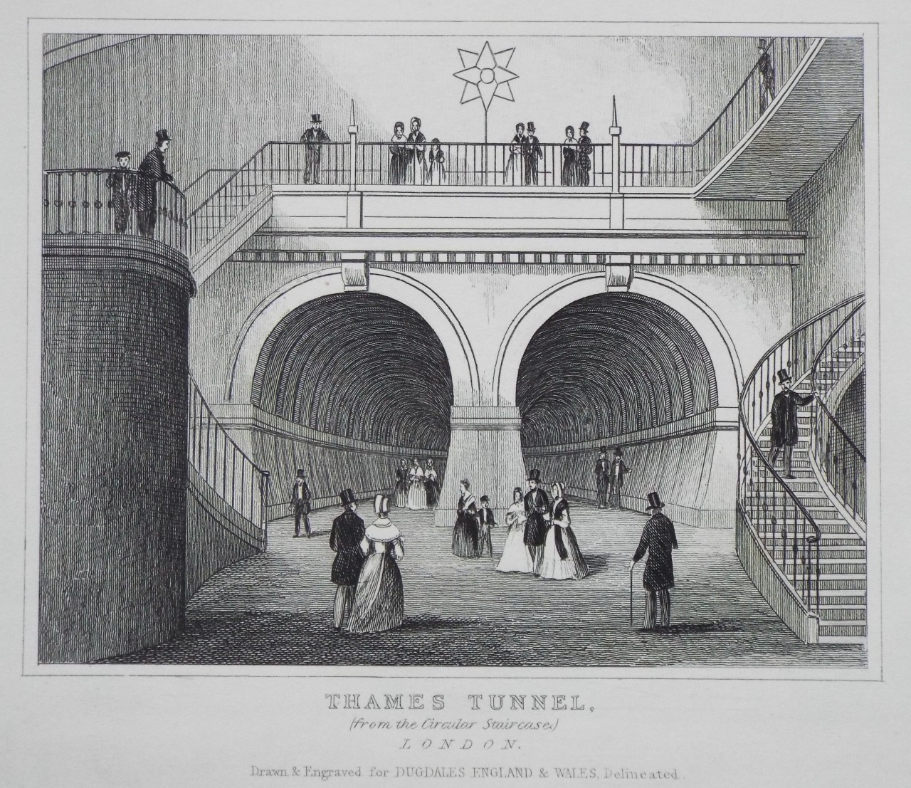 Print - Thames Tunnel, (from the Circular Staircase,) London.