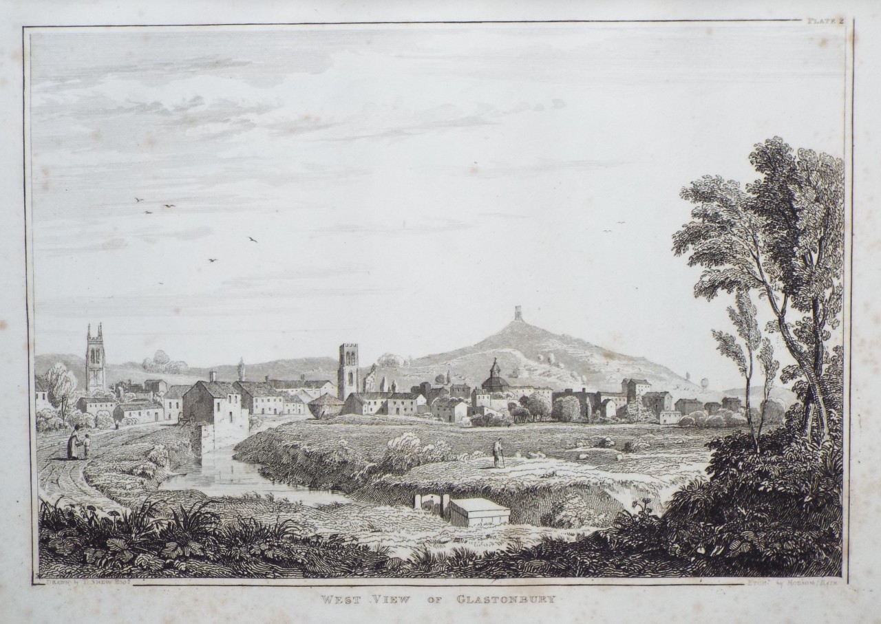 Print - West View of Glastonbury - 