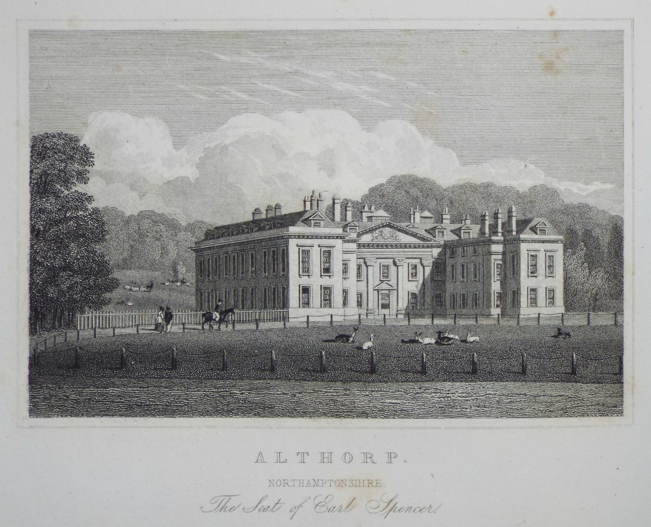 Print - Althorp, Northamptonshire. The Seat of Earl Spencer. - Radclyffe