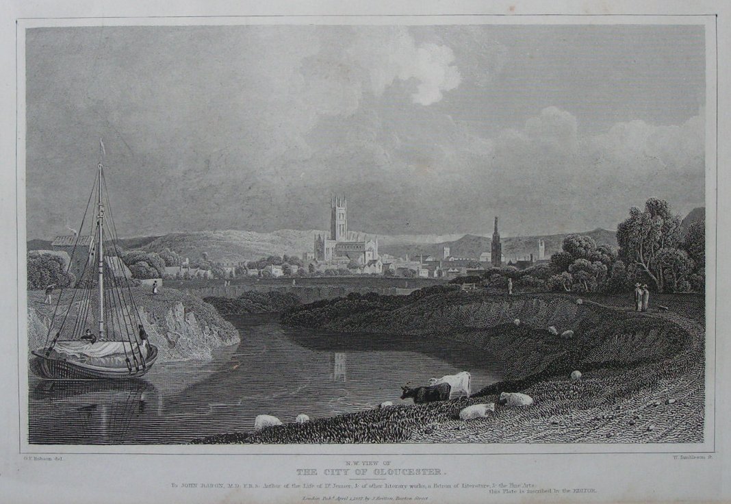 Print - N.W. View of the City of Gloucester. - Tombleson