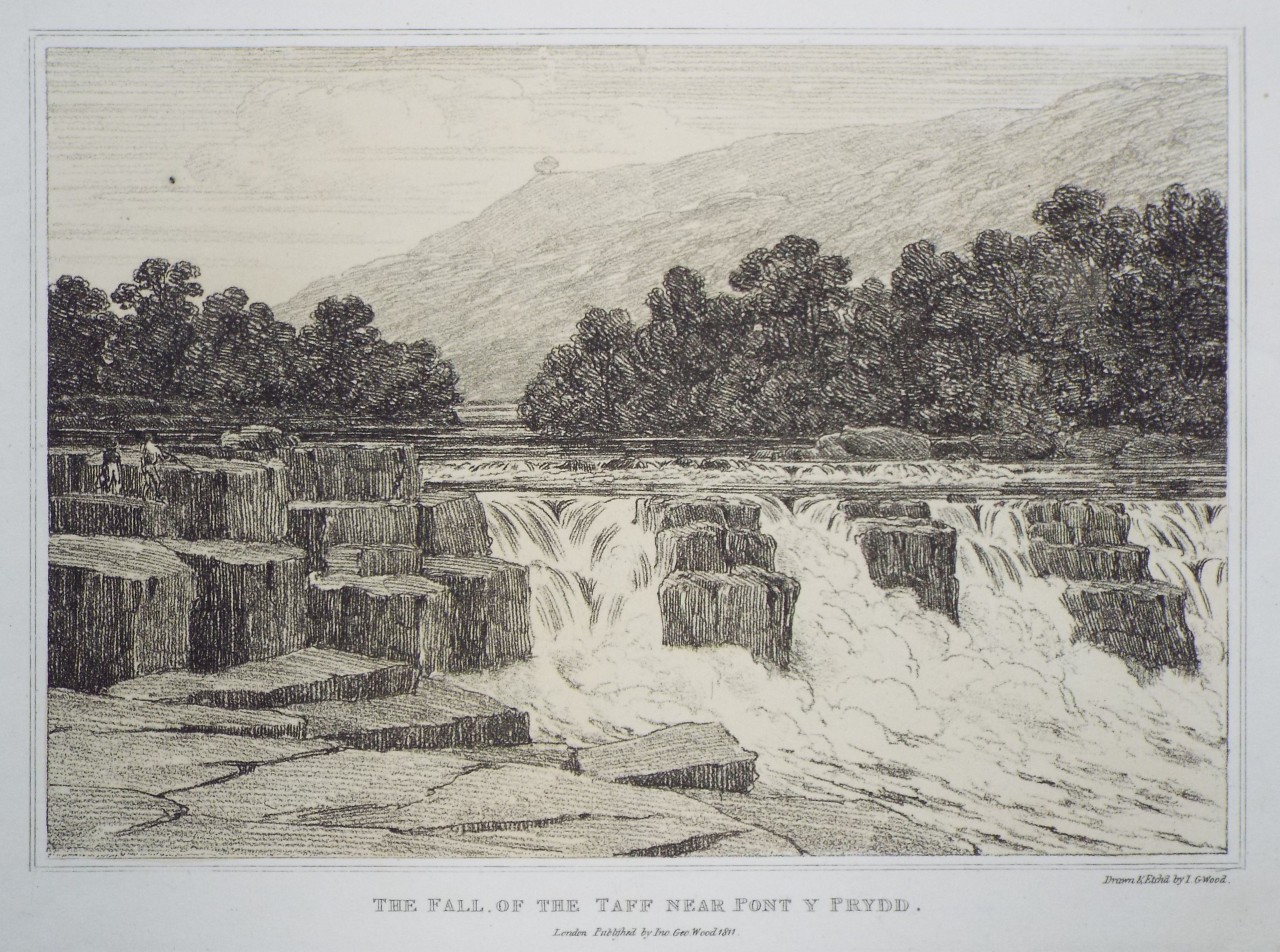 Soft-ground Etching - The Fall of the Taff near Pont y Prydd. - Wood